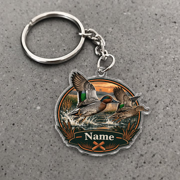 Maxcorners Mallard Duck Wetland Flying Design Custom Name Trap Hunting Custom Gift 2D Flat Acrylic Ornament, Keychain