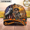Maxcorners Dog Hunting And Duck Hunting American Flag Woodland Design Multiple Options Personalized Name 3D Cap