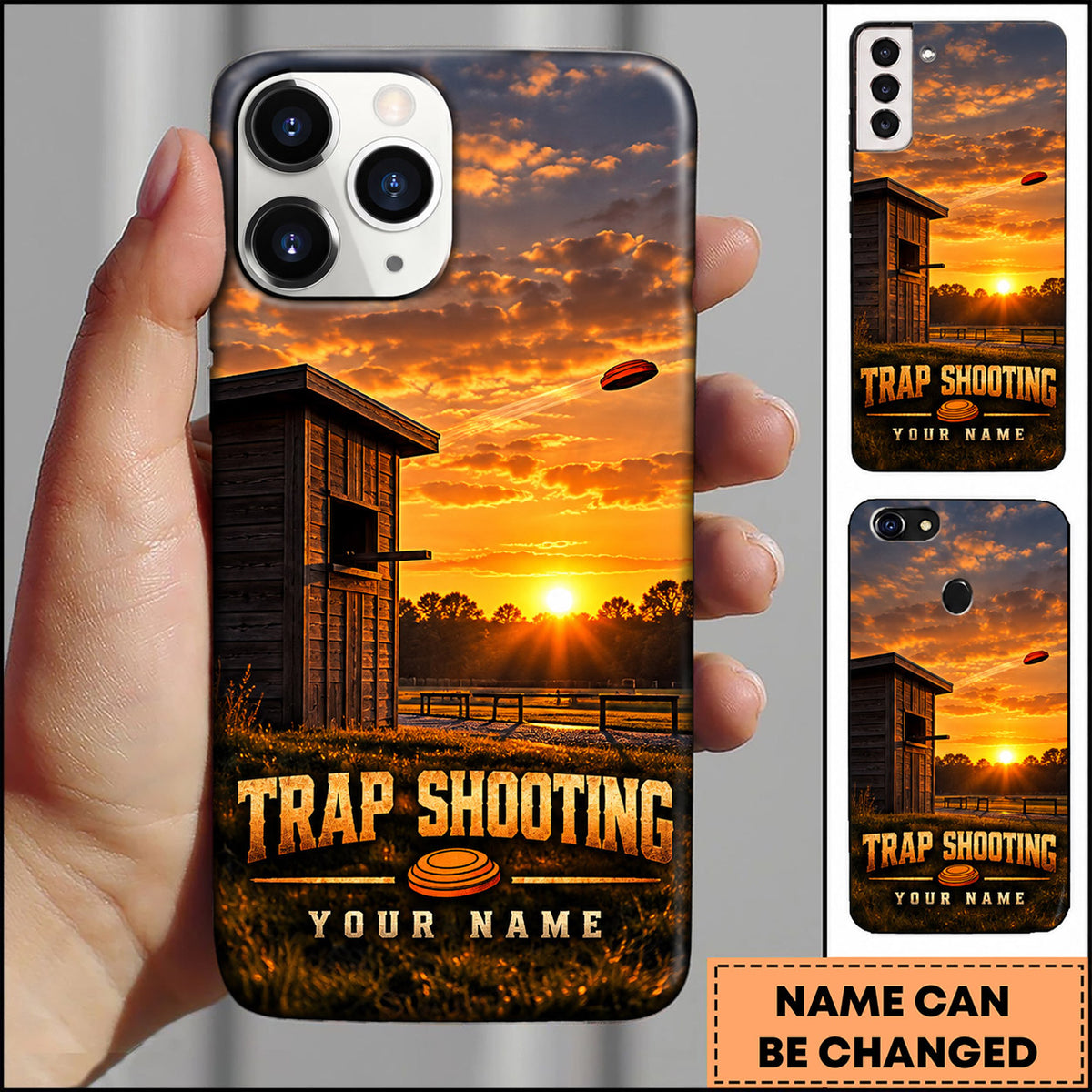 Maxcorners Trap Shooting Sunset Shooting Range Personalized Name 3D Phone Case