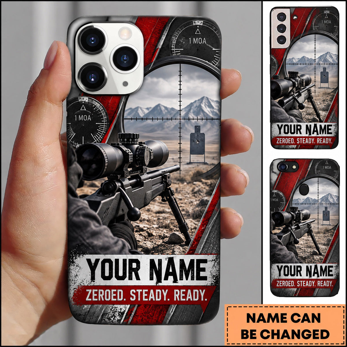 Maxcorners Long Range Shooting Zeroed Steady Ready Target Design Personalized Name 3D Phone Case