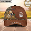 Maxcorners Rustic Brown Leather Flying Ducks Duck Hunting With Dogs Multi Options Personalized Name 3D Cap