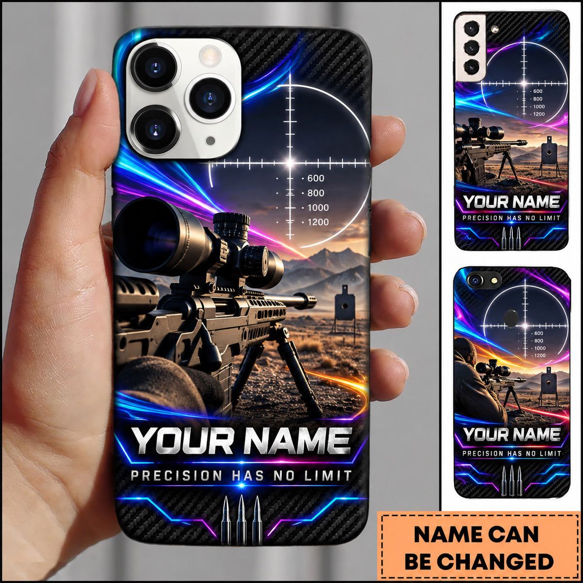 Maxcorners Long Range Shooting Precision Has No Limit Reticle Personalized Name 3D Phone Case