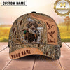 Maxcorners Dog Hunting And Duck Hunting Flying Birds Leather Artwork Multiple Options Personalized Name 3D Cap