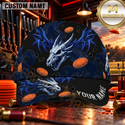 Maxcorners Blue Dragon Clay Targets Trap Shooting Personalized Name 3D Cap