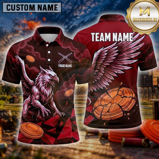 Maxcorners Trap Shooting Shirt Eagle Soaring Feather Wings Multiple Options Personalized Name, Team Name 3D Shirt