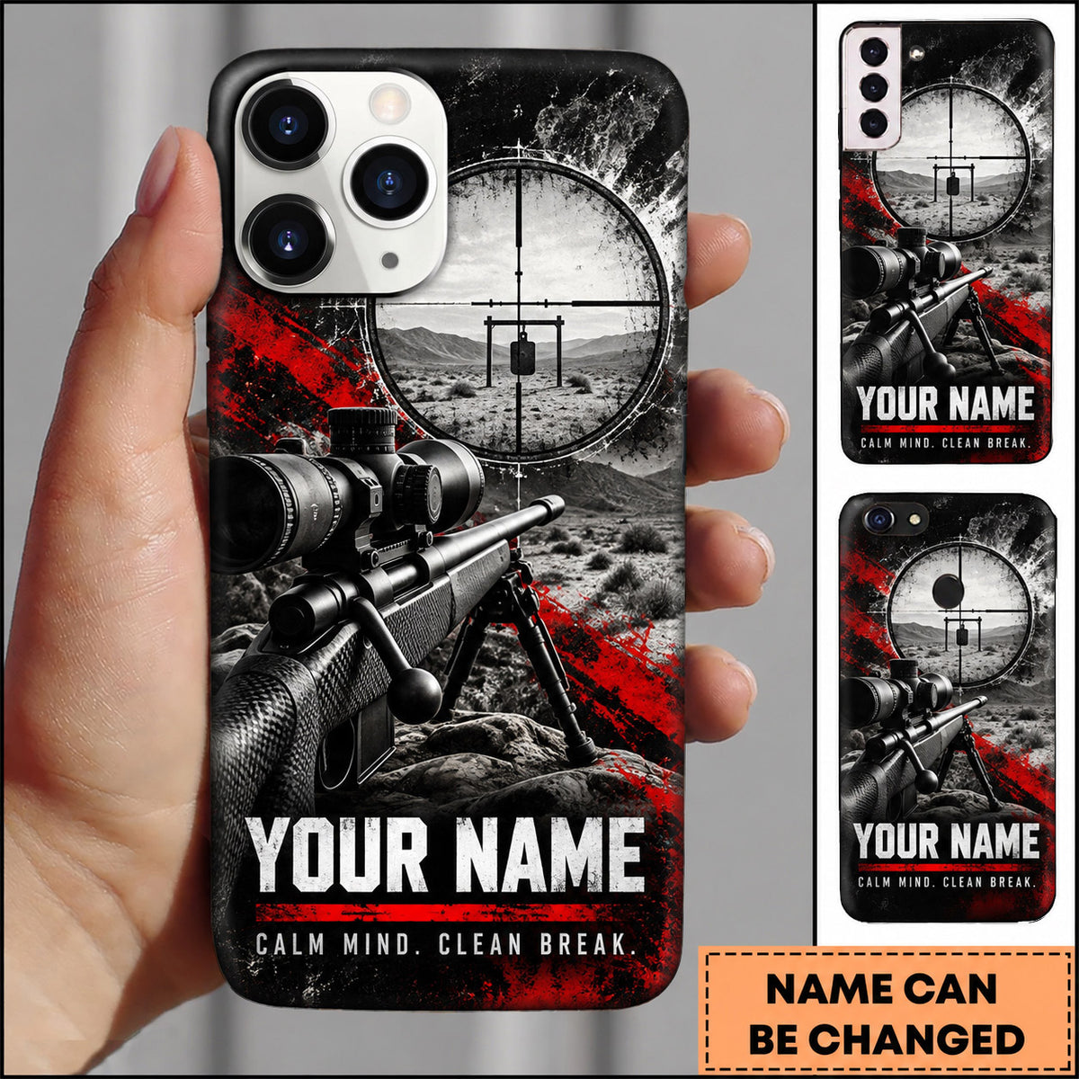 Maxcorners Long Range Shooting Calm Mind Clean Break Marksman Personalized Name 3D Phone Case