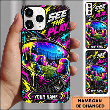 Maxcorners Paintball See The Play Speedball Mask Personalized Name 3D Phone Case
