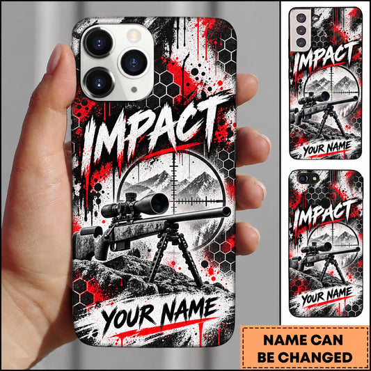 Maxcorners Long Range Shooting Impact Grunge Rifle Design Personalized Name 3D Phone Case