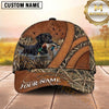 Maxcorners Rustic Brown Leather Cross Panel Duck Hunting With Dogs Multi Options Personalized Name 3D Cap