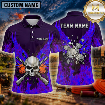Maxcorners Skull Flaming Crossed Rifles Multiple Options Personalized Name, Team Name 3D Shirt