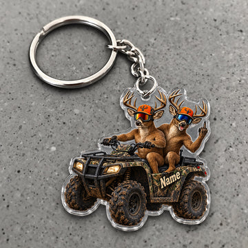 Maxcorners Deer Hunting ATV Adventure Outdoor Buddies Custom Name Trap Hunting Custom Gift 2D Flat Acrylic Ornament, Keychain