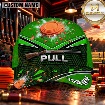 Maxcorners PULL Shotgun Target Burst Trap Shooting Personalized Name 3D Cap