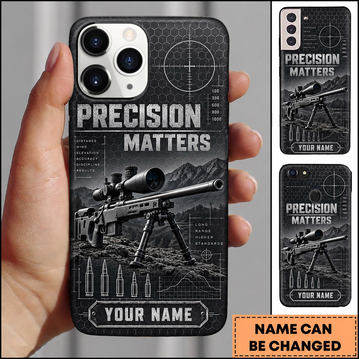Maxcorners Long Range Shooting Precision Matters Technical Design Personalized Name 3D Phone Case