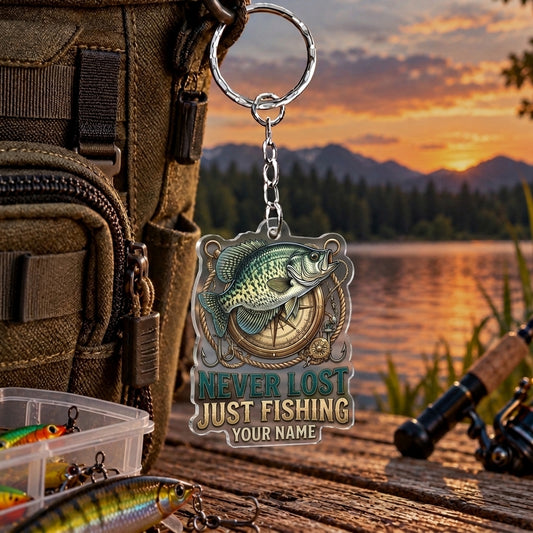 Maxcorners Never Lost Just Fishing Quote Personalized Name 2D Acrylic Keychain Ornament (8 Fish Species)