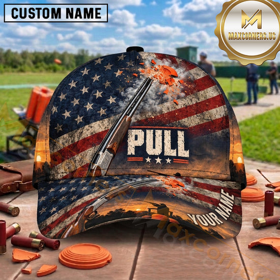 Maxcorners Trap Shooting Shotgun Geometric Forest Clay Targets Pull Graphic Multiple Options Personalized Name 3D Cap