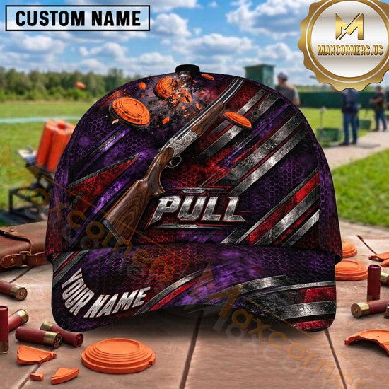 Maxcorners Trap Shooting Shotgun Rustic Cabin Landscape Pull Graphic Multiple Options Personalized Name 3D Cap