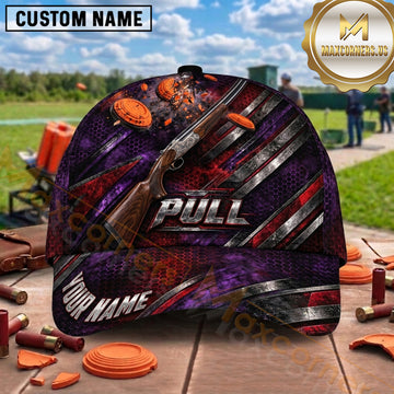Maxcorners Trap Shooting Shotgun Rustic Cabin Landscape Pull Graphic Multiple Options Personalized Name 3D Cap