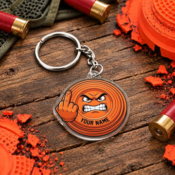 Maxcorners Angry Double Middle Finger Clay Target Trap Shooting Personalized Name Acrylic Keychain