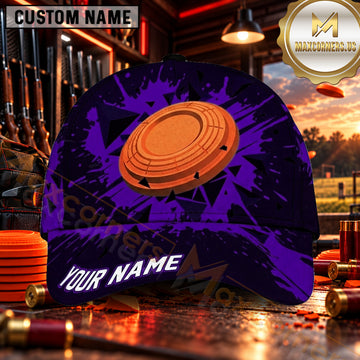 Maxcorners Orange Clay Target Graphic Clay Shooting Personalized Name 3D Cap