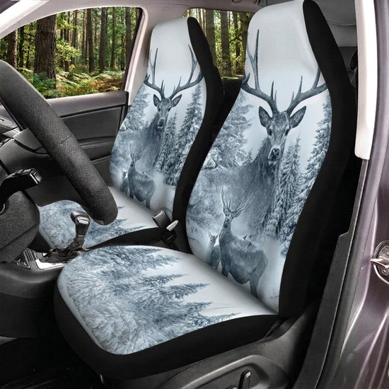 Maxcorners White Deer Hunting Winter Forest Car Seat Covers
