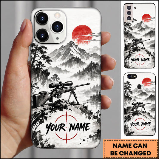 Maxcorners Long Range Shooting Mountain Ink Wash Marksman Personalized Name 3D Phone Case