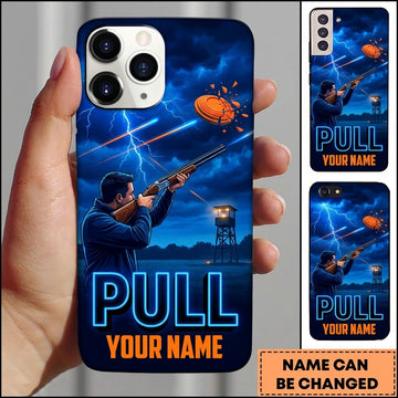 Maxcorners Midnight Blue Clay Shooter Pull Shooting Range Personalized Name Trap Shooting Phone Case
