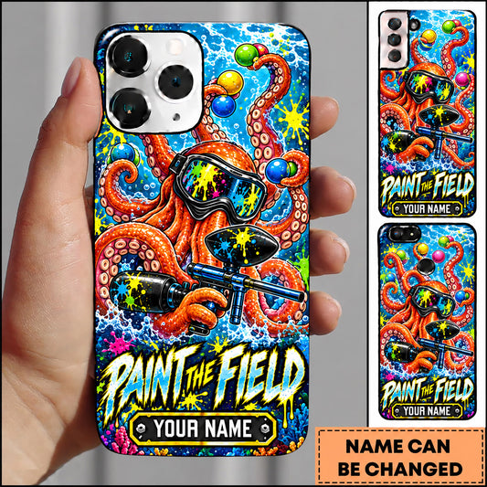 Maxcorners Paintball Octopus Paint The Field Personalized Name 3D Phone Case