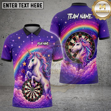 Maxcorners Darts Unicorn Dartboard Rainbow Galaxy Artwork Multiple Options Personalized Name, Team Name 3D Shirt