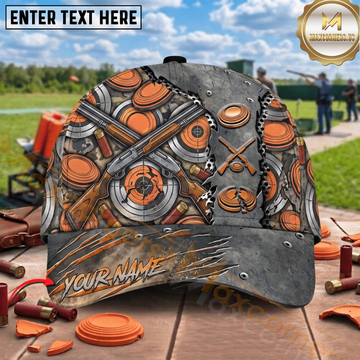 Maxcorners Crossed Shotguns Clay Targets Rugged Metal Camo Trap Shooting Multicolor Options Personalized Name 3D Cap