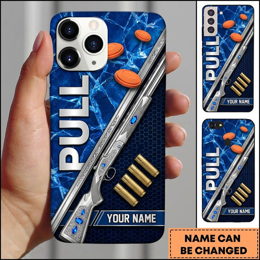 Maxcorners Silver Clay Target Shotgun Pull Clay Target Personalized Name Trap Shooting Phone Case