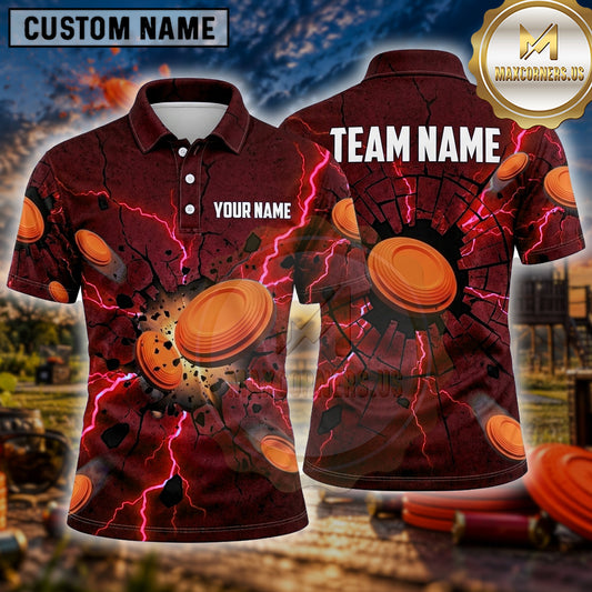 Maxcorners Trap Shooting Shirt Lightning Clay Burst Multiple Options Personalized Name, Team Name 3D Shirt