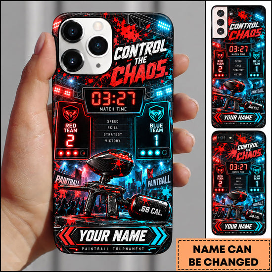 Maxcorners Paintball Control The Chaos Digital Timer Personalized Name 3D Phone Case