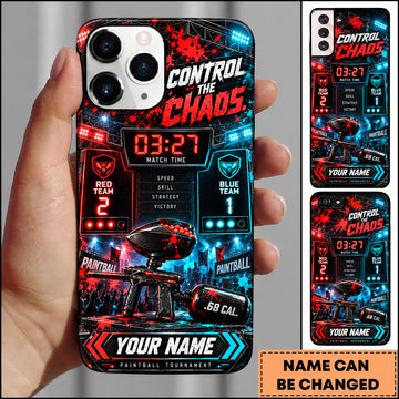 Maxcorners Paintball Control The Chaos Digital Timer Personalized Name 3D Phone Case