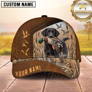 Maxcorners Dog Hunting And Duck Hunting Wildlife Tracks Camouflage Multiple Options Personalized Name 3D Cap