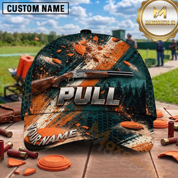 Maxcorners Trap Shooting Shotgun Carbon Fiber Sport Pull Graphic Multiple Options Personalized Name 3D Cap