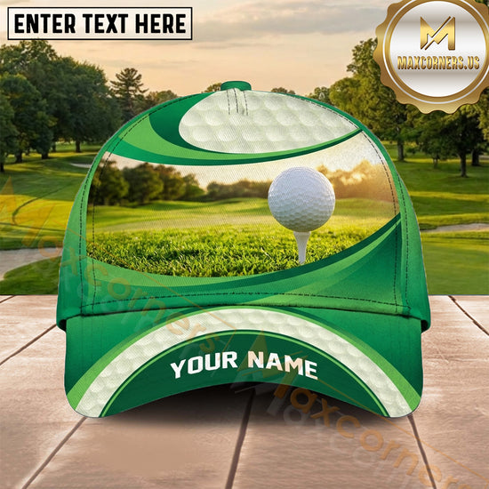 Maxcorners Golf Green Fairway Golf Ball Landscape Personalized Name 3D Cap