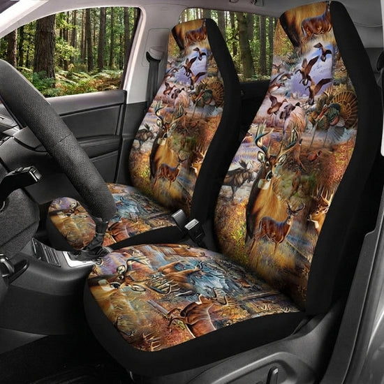 Maxcorners Deer Hunting Colorful Wildlife Camo Car Seat Covers
