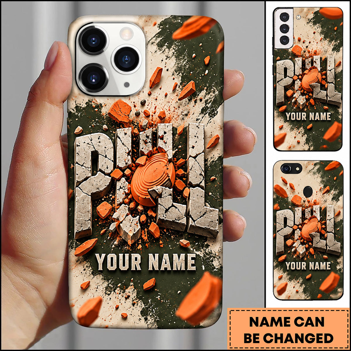 Maxcorners Trap Shooting Grunge Shattered Clay Target Personalized Name 3D Phone Case