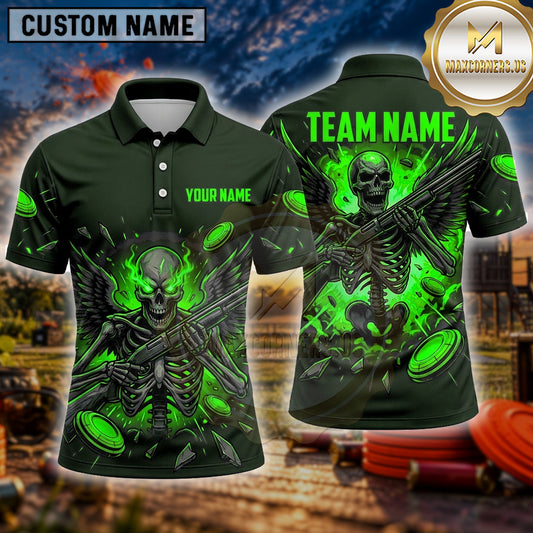 Maxcorners Trap Shooting Shirt Skeleton Grim Reaper Multiple Options Personalized Name, Team Name 3D Shirt