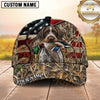 Maxcorners Patriotic American Flag Woodland Camo Duck Hunting Dog Cap, Multiple Breeds Personalized Name 3D Cap