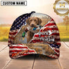 Maxcorners Distressed American Flag Torn Effect Duck Hunting Dog Cap, Multiple Breeds Personalized Name 3D Cap