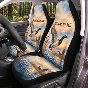 Maxcorners Duck Hunting Blue Sky Flying Waterfowl Personalized Name Car Seat Covers