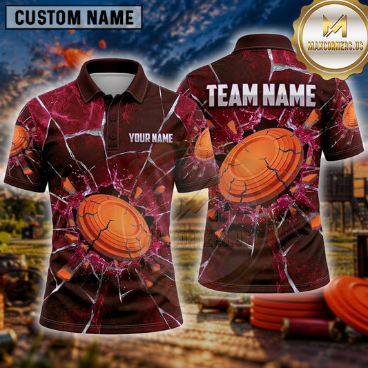 Maxcorners Trap Shooting Shirt Clay Shattered Multiple Options Personalized Name, Team Name 3D Shirt