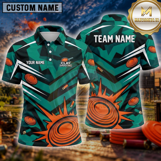 Maxcorners Trap Shooting Shirt Clay Shooting Dynamic Target Burst Multiple Options Personalized Name, Team Name 3D Shirt