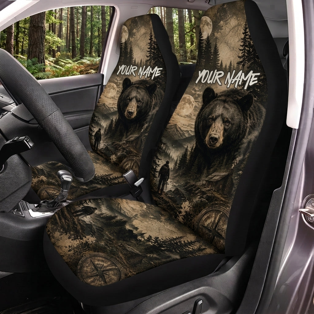 Maxcorners Bear Hunting Dark Forest Personalized Name Car Seat Covers