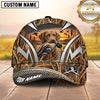 Maxcorners Sunset Wetland Silver Geometric Duck Hunting Dog Cap, Multiple Breeds Personalized Name 3D Cap