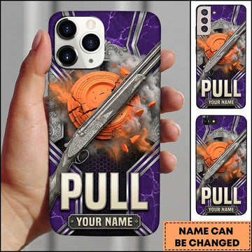 Maxcorners Purple Smoke Shotgun Pull Clay Target Personalized Name Trap Shooting Phone Case