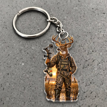 Maxcorners Deer Hunting Camo Hunter Lantern Wilderness Custom Name Trap Hunting Custom Gift 2D Flat Acrylic Ornament, Keychain