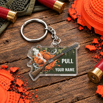 Maxcorners Military Green Clay Shooting Badge Trap Shooting Personalized Name Acrylic Keychain