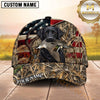 Maxcorners Patriotic American Flag Woodland Camo Duck Hunting Dog Cap, Multiple Breeds Personalized Name 3D Cap